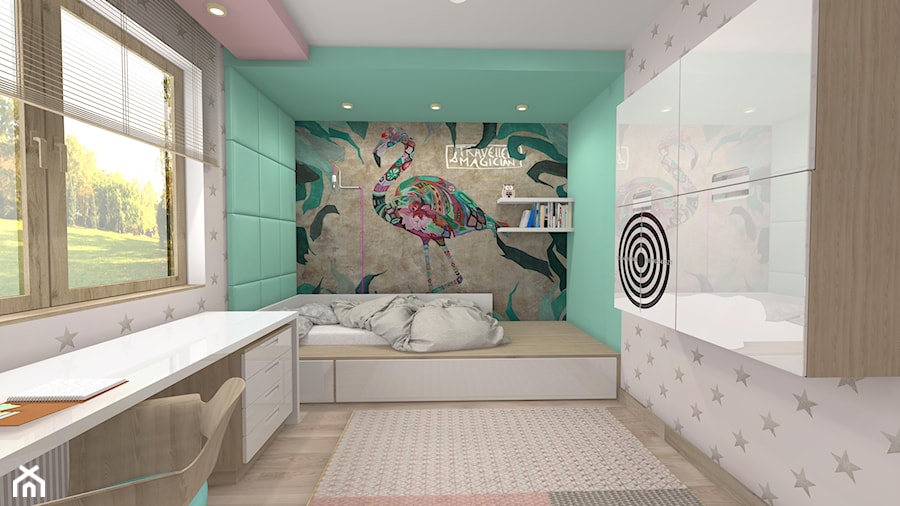 Projekt parteru w domu jednorodzinnym - Średni szary zielony pokój dziecka dla nastolatka dla chłopca dla dziewczynki, styl nowoczesny - zdjęcie od Atelier Art&Design