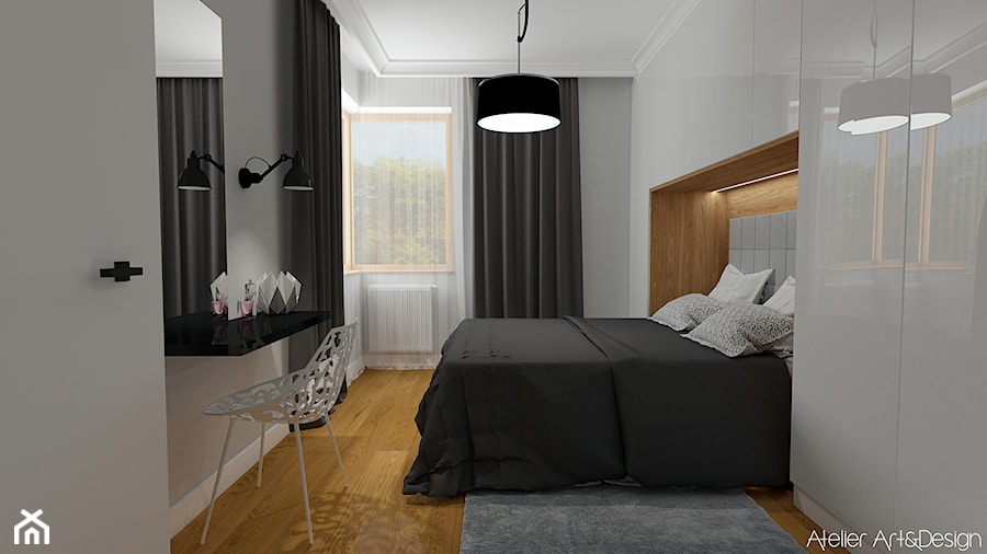Mieszkanie Legnica 2 - Średnia szara sypialnia, styl nowoczesny - zdjęcie od Atelier Art&Design