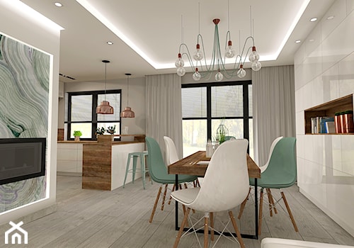 Aranżacja kuchni i salonu w domu jednorodzinnym - Średnia szara jadalnia jako osobne pomieszczenie, styl nowoczesny - zdjęcie od Atelier Art&Design