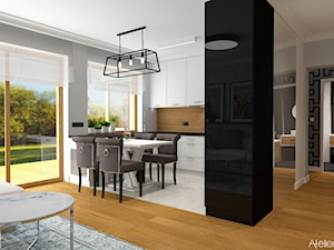 Mieszkanie Legnica 2 - Średnia czarna szara jadalnia w salonie w kuchni, styl nowoczesny - zdjęcie od Atelier Art&Design