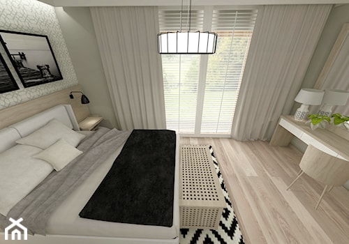 Projekt parteru w domu jednorodzinnym - Duża z biurkiem sypialnia z balkonem / tarasem, styl nowoczesny - zdjęcie od Atelier Art&Design