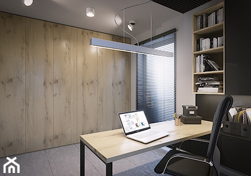 Projekt w Iganiach - Średnie w osobnym pomieszczeniu czarne szare biuro, styl nowoczesny - zdjęcie od DEDEKO