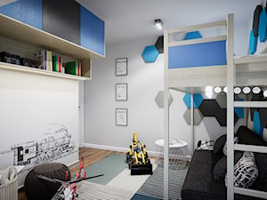 Mieszkanie os. Wilno - Średni szary pokój dziecka dla dziecka dla chłopca dla dziewczynki, styl nowoczesny - zdjęcie od DEDEKO