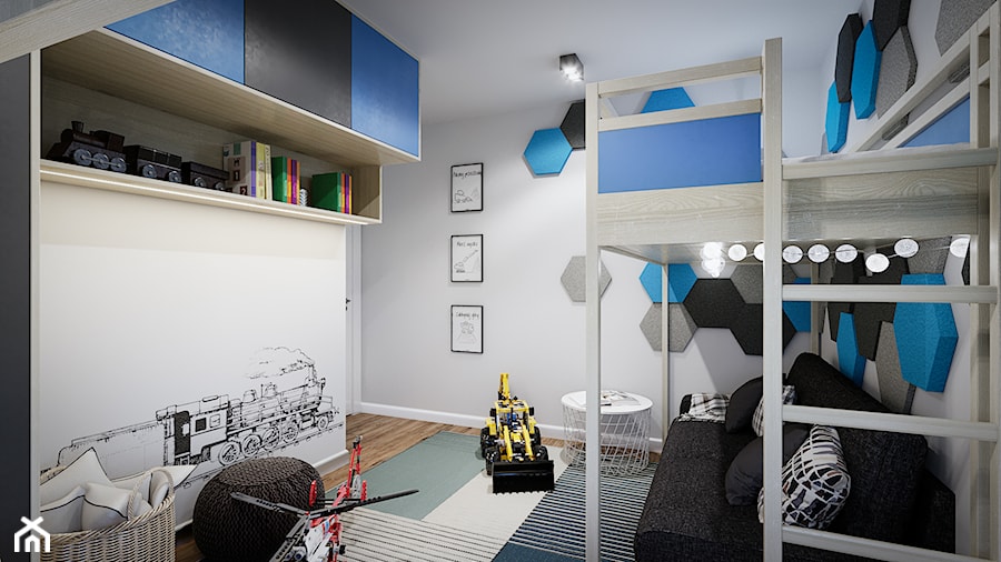 Mieszkanie os. Wilno - Średni szary pokój dziecka dla dziecka dla chłopca dla dziewczynki, styl nowoczesny - zdjęcie od DEDEKO
