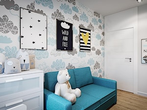Mieszkanie os. Wilno - Mały szary pokój dziecka dla dziecka dla nastolatka dla chłopca dla dziewczynki, styl nowoczesny - zdjęcie od DEDEKO