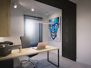 Projekt w Iganiach - Średnie w osobnym pomieszczeniu białe czarne biuro, styl nowoczesny - zdjęcie od DEDEKO