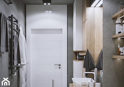 Mieszkanie os. Wilno - Mała bez okna z punktowym oświetleniem łazienka, styl nowoczesny - zdjęcie od DEDEKO