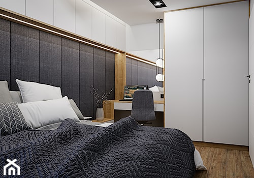 Mieszkanie 53m2 Bemowo - Mała biała sypialnia, styl nowoczesny - zdjęcie od DEDEKO
