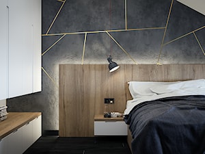 Męskie wnętrze 90m2 - Średnia sypialnia na poddaszu, styl nowoczesny - zdjęcie od DEDEKO