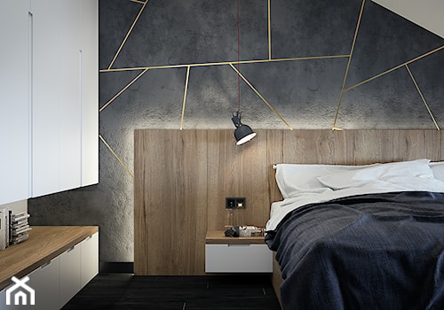 Męskie wnętrze 90m2 - Średnia sypialnia na poddaszu, styl nowoczesny - zdjęcie od DEDEKO