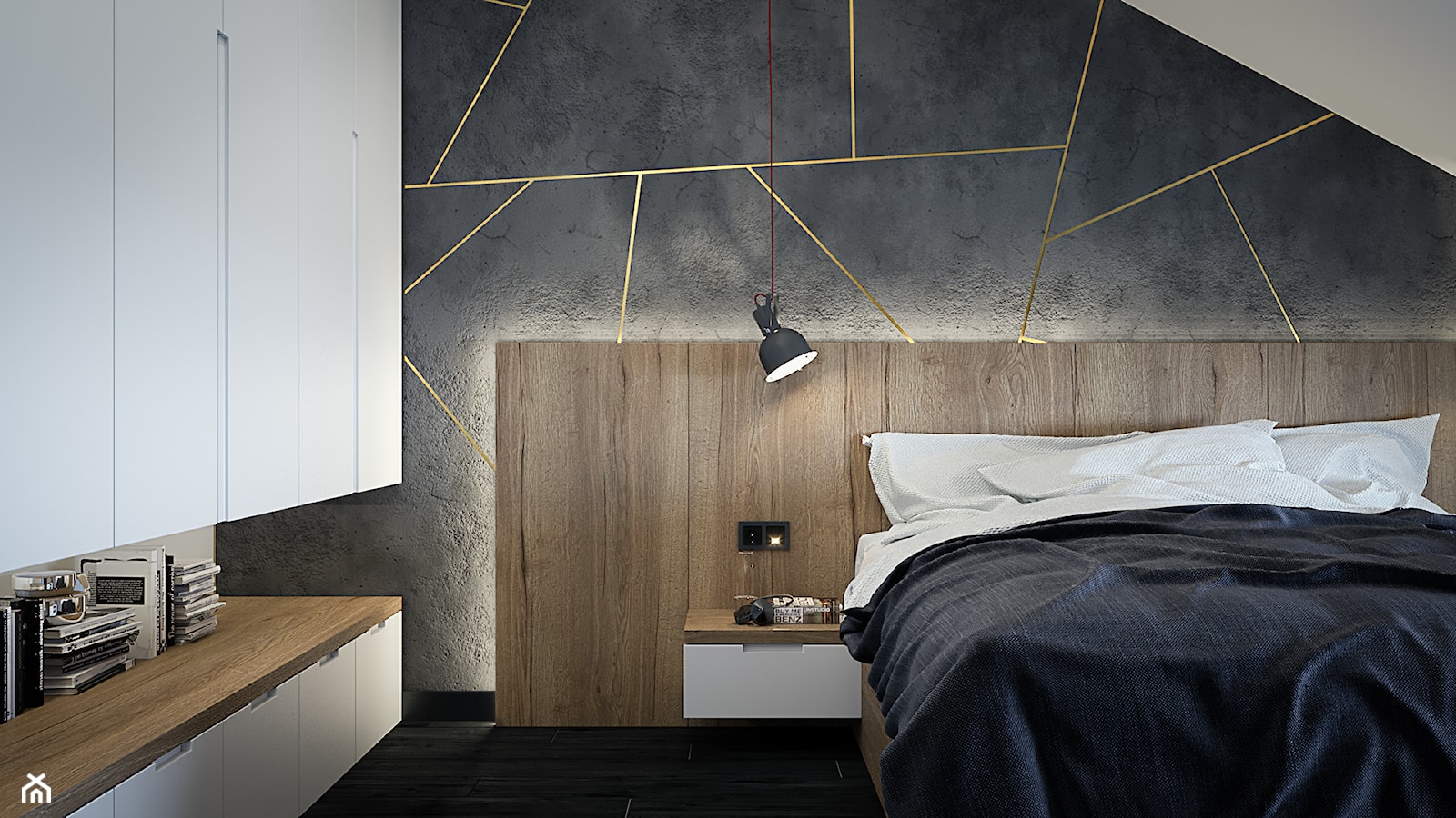 Męskie wnętrze 90m2 - Średnia sypialnia na poddaszu, styl nowoczesny - zdjęcie od DEDEKO - Homebook