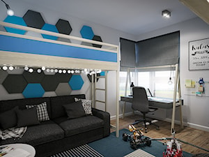 Mieszkanie os. Wilno - Średni szary pokój dziecka dla dziecka dla nastolatka dla chłopca dla dziewczynki dla rodzeństwa, styl nowoczesny - zdjęcie od DEDEKO