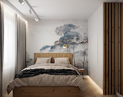 Mieszkanie Kurpioska - Średnia beżowa biała szara sypialnia, styl nowoczesny - zdjęcie od DEDEKO - Homebook