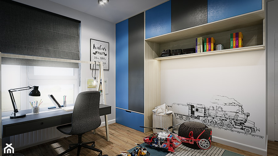 Mieszkanie os. Wilno - Mały szary pokój dziecka dla nastolatka dla chłopca dla dziewczynki, styl nowoczesny - zdjęcie od DEDEKO