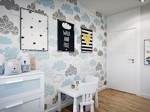Mieszkanie os. Wilno - Mały biały szary pokój dziecka dla dziecka dla chłopca dla dziewczynki, styl nowoczesny - zdjęcie od DEDEKO