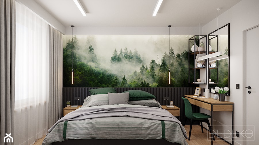 Mieszkanie Siedlce 70m2 - Średnia biała zielona sypialnia, styl nowoczesny - zdjęcie od DEDEKO