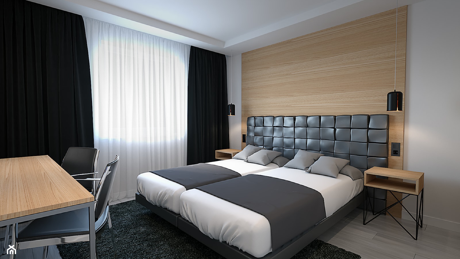 Pokój hotelowy - Średnia szara z biurkiem sypialnia, styl nowoczesny - zdjęcie od DEDEKO - Homebook