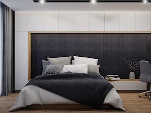 Mieszkanie 53m2 Bemowo - Średnia biała czarna z biurkiem sypialnia, styl nowoczesny - zdjęcie od DEDEKO
