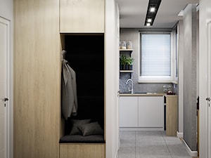 Mieszkanie os. Wilno - Mały z wieszakiem biały hol / przedpokój, styl nowoczesny - zdjęcie od DEDEKO