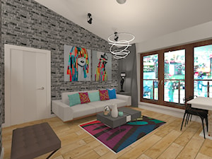 Penthouse w nowoczesnym stylu - Średni szary salon z jadalnią, styl nowoczesny - zdjęcie od MyWay Design