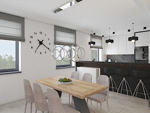 Projekt wnętrz domu - Duża biała jadalnia jako osobne pomieszczenie, styl nowoczesny - zdjęcie od MyWay Design