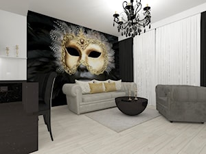 projekt mieszkania w czerni i złocie - Salon, styl glamour - zdjęcie od MyWay Design