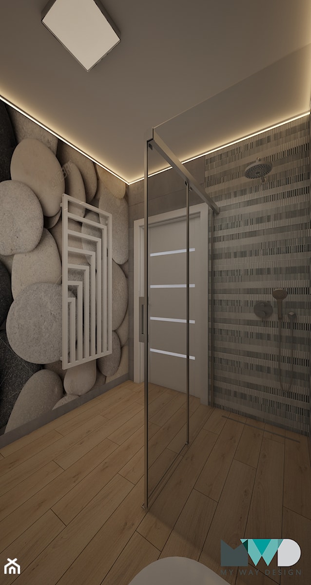 Projekt wnętrz domu - Mała bez okna łazienka, styl nowoczesny - zdjęcie od MyWay Design