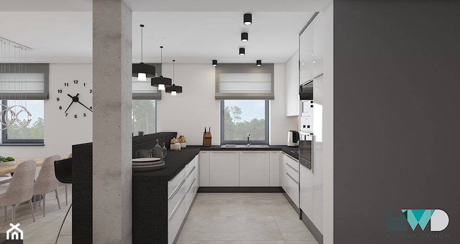 Projekt kuchni biało czrnej - zdjęcie od MyWay Design