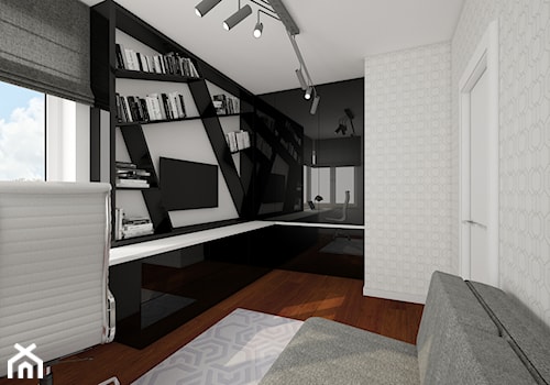 DOM W STYLU NEW YORK - Mały czarny szary salon - zdjęcie od MyWay Design