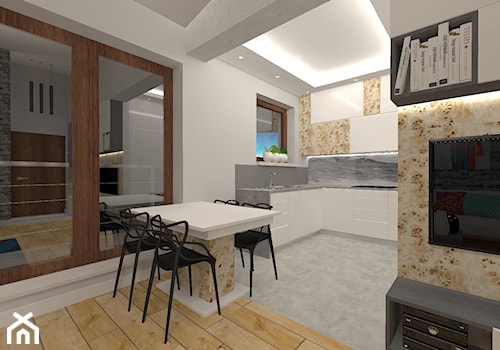 Penthouse w nowoczesnym stylu - Mała biała jadalnia w kuchni, styl nowoczesny - zdjęcie od MyWay Design