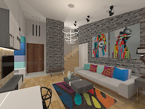 Penthouse w nowoczesnym stylu - Mały szary salon z jadalnią, styl nowoczesny - zdjęcie od MyWay Design