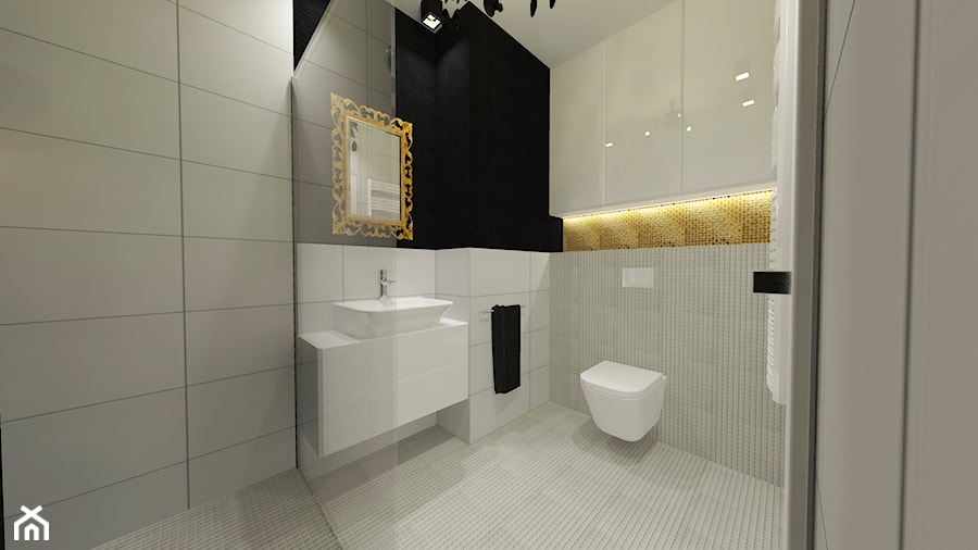 projekt mieszkania w czerni i złocie - Łazienka, styl glamour - zdjęcie od MyWay Design