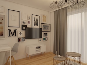 projekt mieszkania w skandynawskim stylu - Mały biały salon z jadalnią, styl skandynawski - zdjęcie od MyWay Design