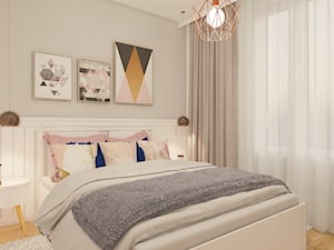 projekt mieszkania w skandynawskim stylu - Średnia biała szara sypialnia, styl skandynawski - zdjęcie od MyWay Design