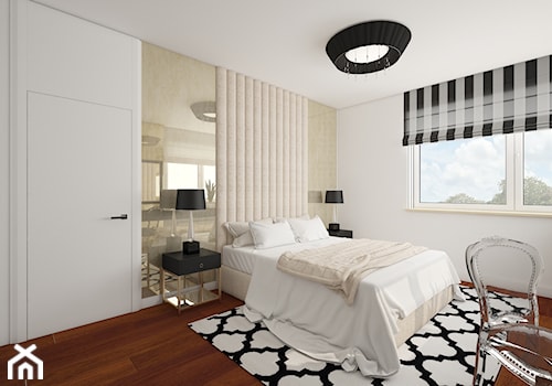 DOM W STYLU NEW YORK - Średnia biała z biurkiem sypialnia - zdjęcie od MyWay Design