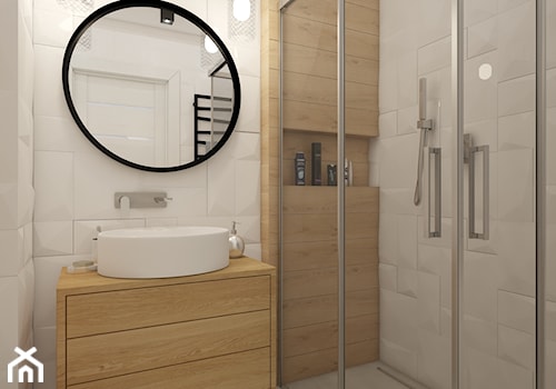 projekt mieszkania w skandynawskim stylu - Mała bez okna z punktowym oświetleniem łazienka, styl skandynawski - zdjęcie od MyWay Design
