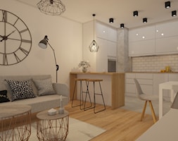 projekt mieszkania w skandynawskim stylu - Średni beżowy salon z kuchnią z jadalnią, styl skandynaw ... - zdjęcie od MyWay Design - Homebook