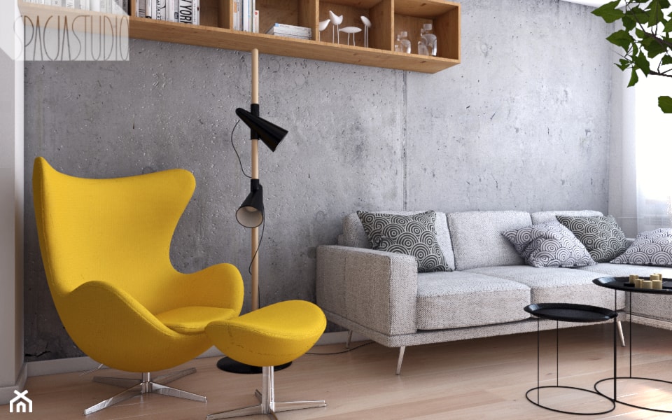 mieszkanie w Knurowie - Mały szary salon, styl nowoczesny - zdjęcie od Limen - Homebook