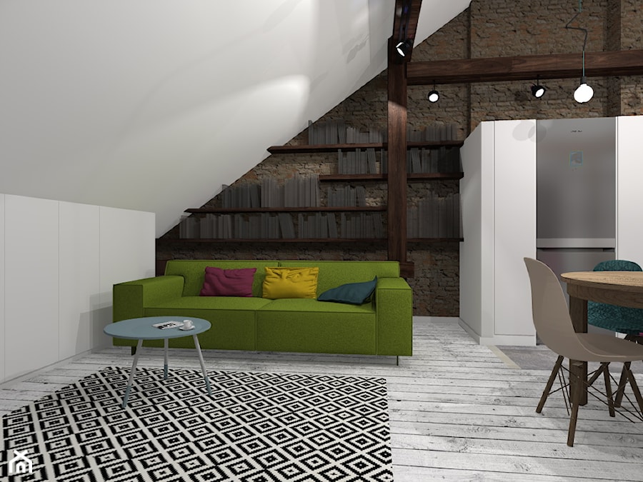 Projekt loftu w Poznaniu - Salon, styl nowoczesny - zdjęcie od Hirszberg Pracownia Architektoniczna