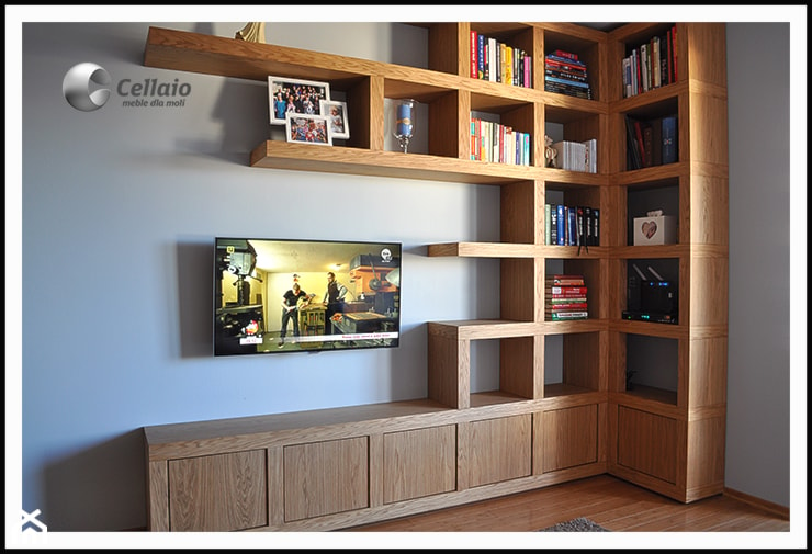 Biblioteczka i ścianka telewizyjna a`la Cellaio - zdjęcie od Cellaio - półki na książki - Homebook