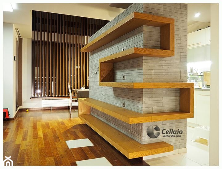 Cellaio półki na ksiażki na zewnętrznym rogu - zdjęcie od Cellaio - półki na książki - Homebook