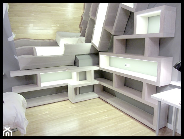 Meble na poddasze - Sypialnia - zdjęcie od Cellaio - półki na książki