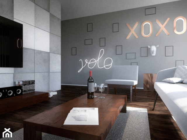 projekt apartamentu we Wrocławiu - Salon, styl minimalistyczny - zdjęcie od Dekoncept