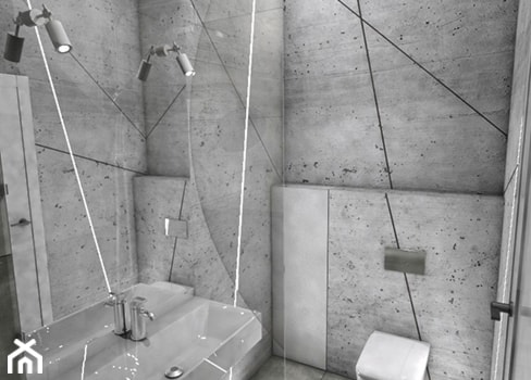 projekt loftu w Łodzi - Mała bez okna z lustrem z punktowym oświetleniem łazienka, styl industrialny - zdjęcie od Dekoncept
