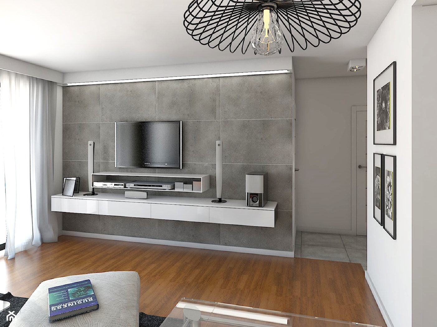 betonowy chaos - Średni biały szary salon, styl minimalistyczny - zdjęcie od Dekoncept - Homebook