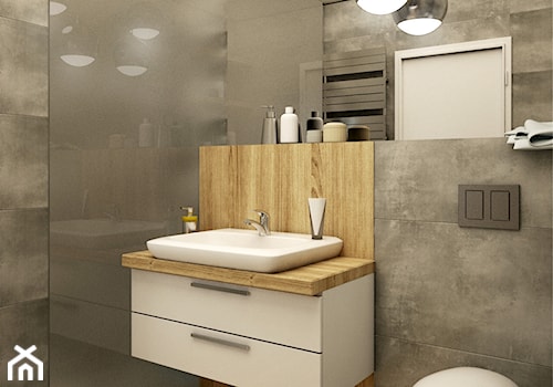 beton & drewno - Średnia bez okna z marmurową podłogą łazienka - zdjęcie od Dekoncept