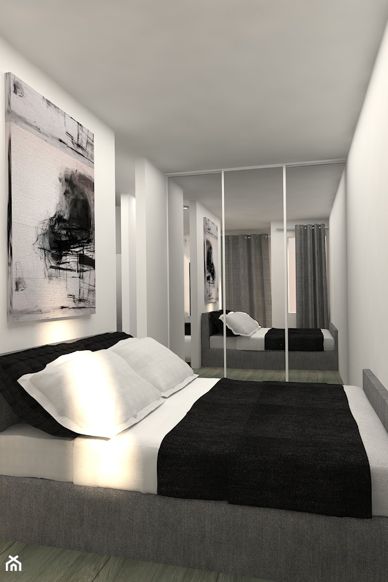 kawalerka we Wrocławiu - Średnia biała sypialnia, styl minimalistyczny - zdjęcie od Dekoncept