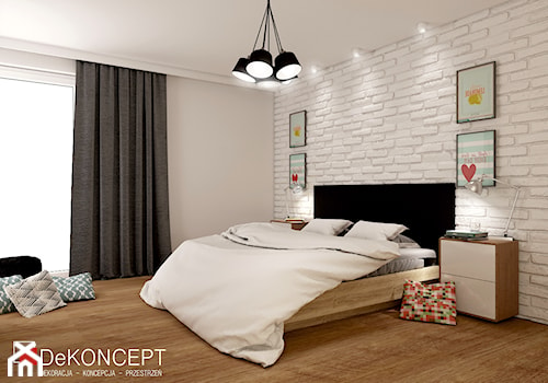 beton & drewno - Średnia beżowa sypialnia - zdjęcie od Dekoncept