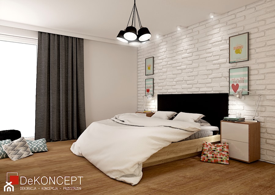 beton & drewno - Średnia beżowa sypialnia - zdjęcie od Dekoncept