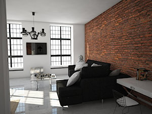 projekt loftu w Łodzi - Średni biały salon, styl industrialny - zdjęcie od Dekoncept